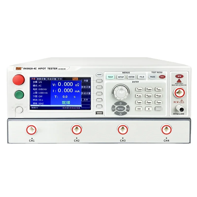 

Rek RK9920A-4C Programmable Hi-pot Tester High Quality 4 Scanning Ports AC DC Safety Tester For New Energy Factory Price