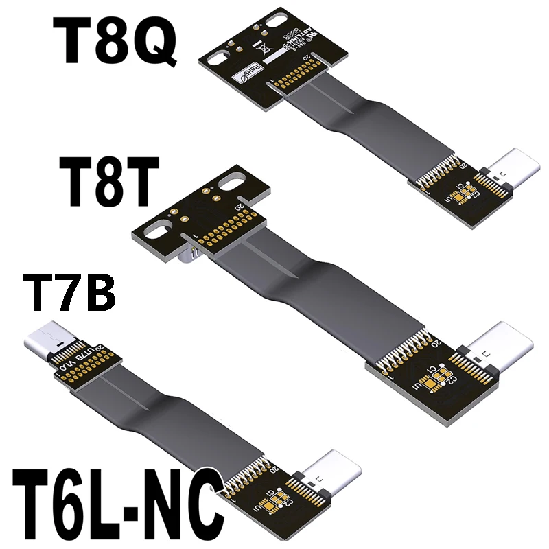 

USB 3.2 Type C Gen2x2 Flat Ribbon Cable Fold 90 Angle Extender Data Charge FPC FPV Male to Female USB-C to USB-C Extention Cable
