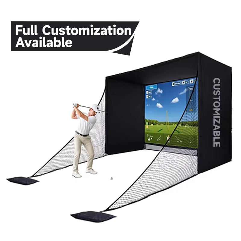 Golf Hitting Cabinet Projector Simulator Cage Home Screen Indoor Good Diy Beginner Friendly Golf Simulator Enclosure