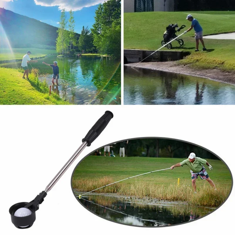 Golf Ball Pick Up Tools Telescopic G olf Ball Retriever Catcher Golf Training Aids Automatic Locking Scoop Picker Golf Ball