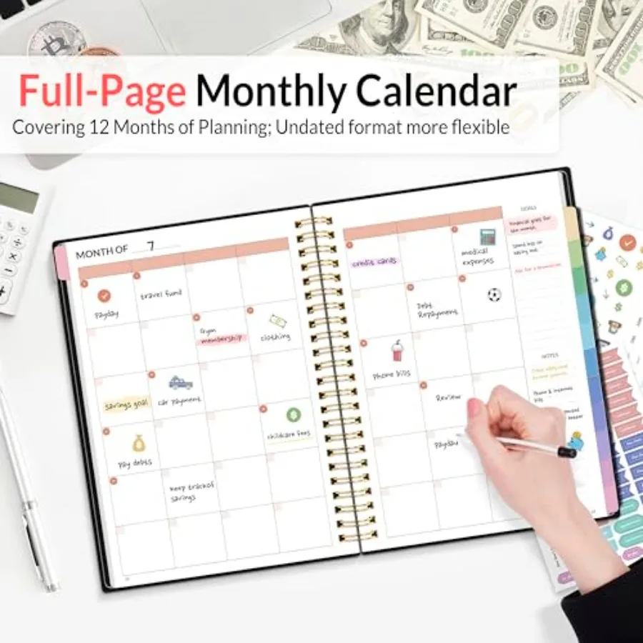 Budget Planner - Monthly Budget Book with Expense Tracker Notebook, Undated 12 Month Bill Organizer and Finance Planner to Mana view 3