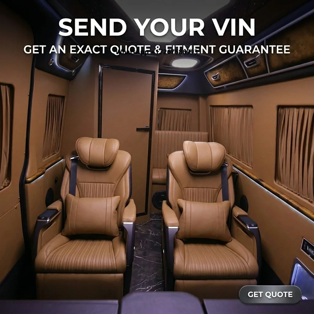 Комплект для переоборудования Dingkong Sprinter VIP: Роскошные оранжевые кожаные капитанские сиденья, потолок Starlight, портативный полный комплект для переоборудования