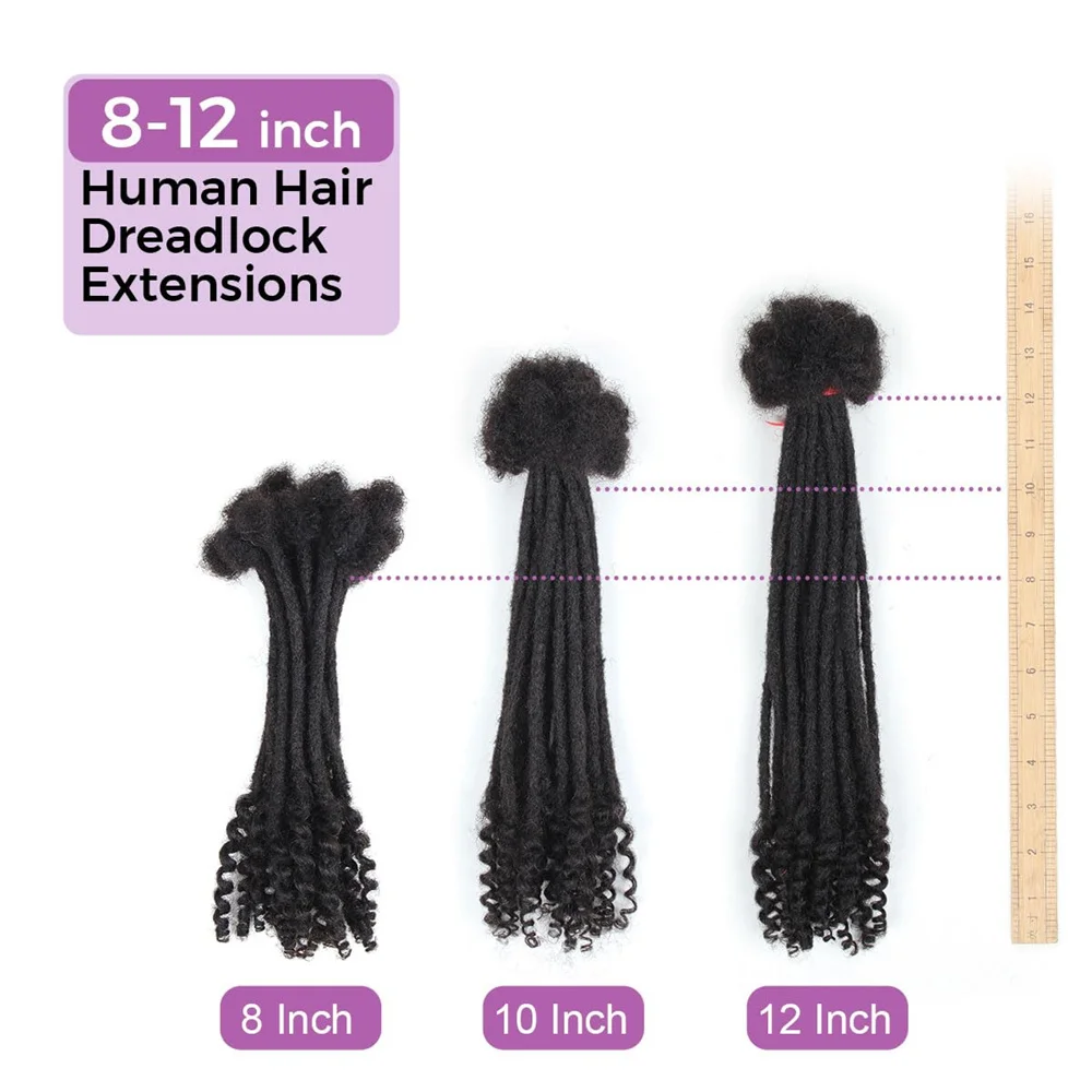 Capelli umani al 100% 0,4 cm Afro Kinky Locs con estremità ricci Estensioni 8 pollici 10 fili Serrature fatte a mano Estensione Può essere tinto Donne