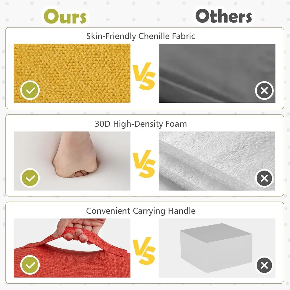 Conjunto de escalada de espuma para crianças de 6 peças com tecido de chenille macio e alças de transporte