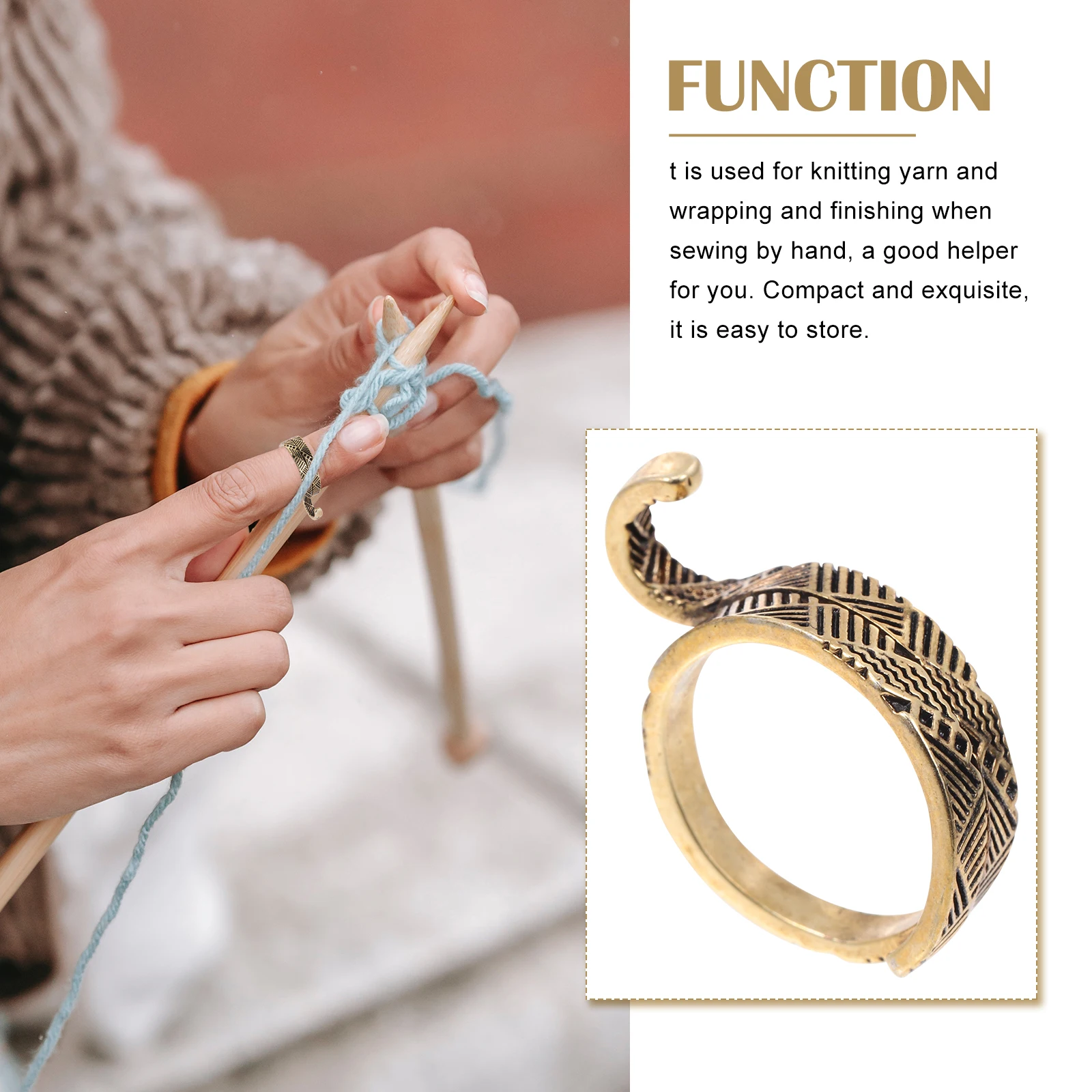 2 pcs Copper Knitting Ring Yarn Guide Loop Thread Sewing Supplies Crochet Tools Adjustable Portable Practical Wool Box