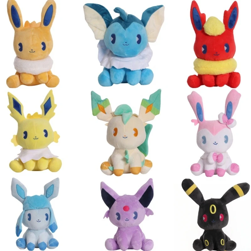 

18-28cm Pokemon Q-version Plush Toys Eevee Slowpoke Mew Stuffed Doll Kawaii Anime Figures Cartoon Kids Xmas Gifts