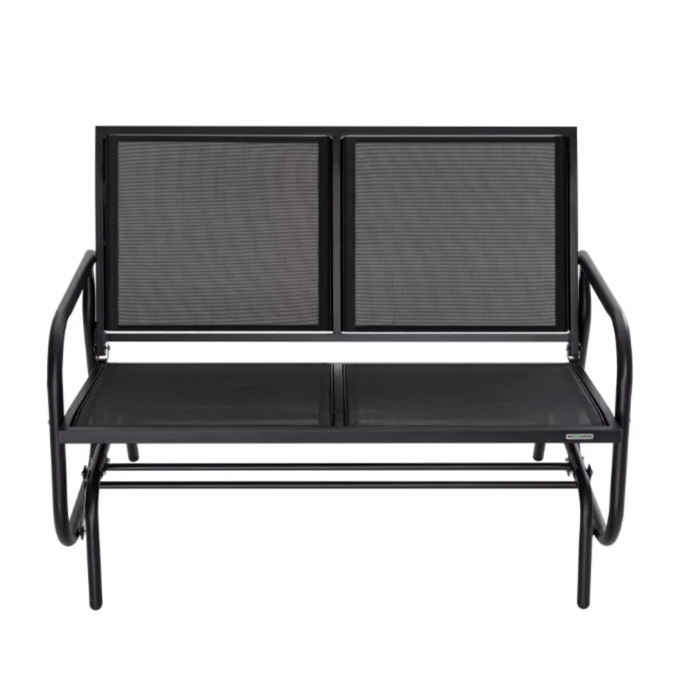 2-Person Outdoor Glider Bench, Patio Double Swing Rocking Chair Loveseat w/Powder Coated Steel Frame for Backyard Garden Porch