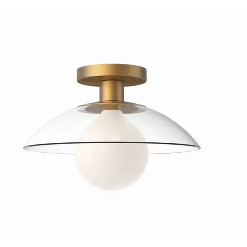 Modern gold recessed ceiling transparent glass dome semi-recessed ceiling suitable for bedroom, living room and corridor