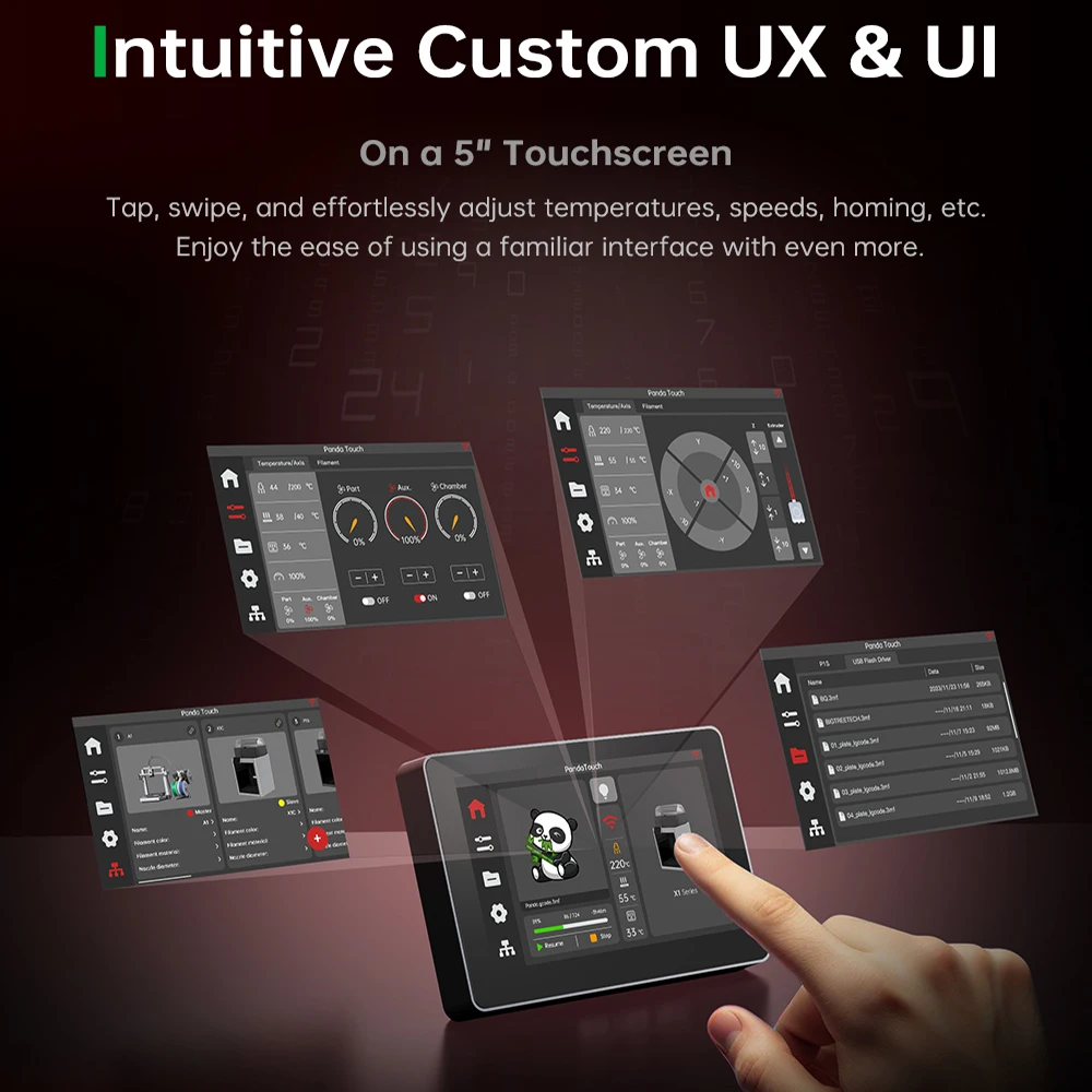 BIGTREETECH Panda Touch Screen 5\'\' Display for Bambu Lab X1 P1 Plug&Play Custom UX&UI Multi-Printer Wireless Control 3D Printer