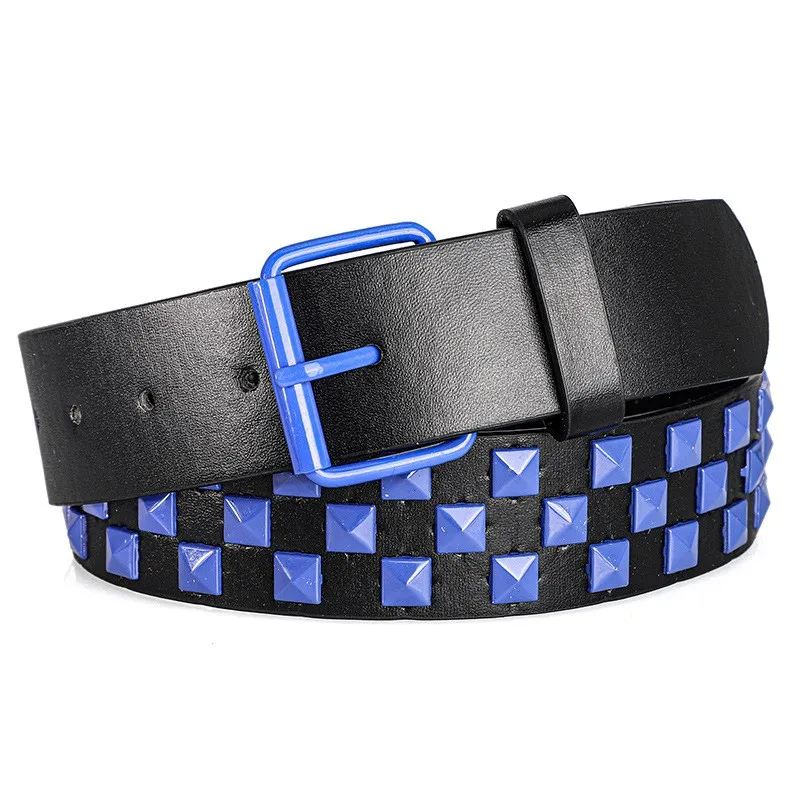 Bunter Nietengürtel für Damen, Unisex-Gürtel im Y2K-Stil, Heavy-Metal-Gürtel, europäischer und amerikanischer Punk-Rock-Jeansgürtel – Detail 12