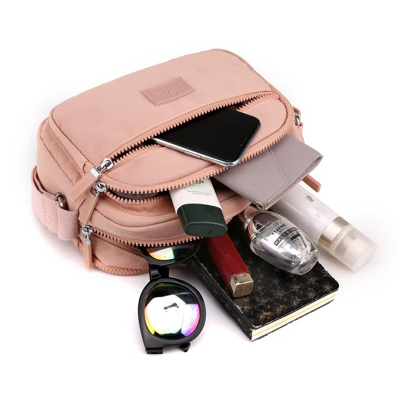 Women Waterproof Nylon Crossbody Shoulder Bags Casual Large Capacity Travel Clutch Bag Female Solid Color Multi-pocket Handbag