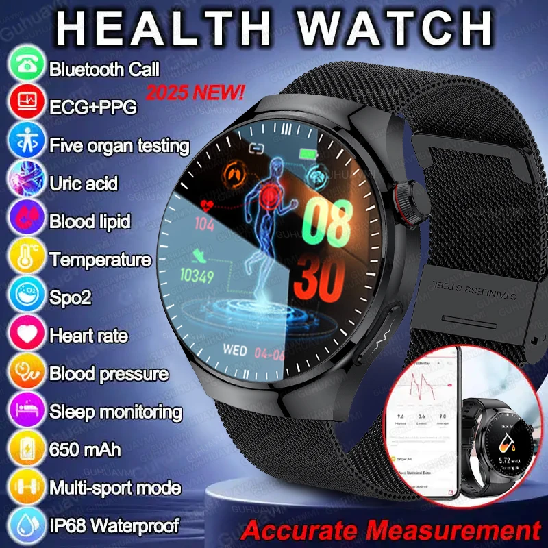 

New health monitoring Smart Watch physical examination Health Wacth Blood pressure ECG+PPG Sport Call Smart Bracelet For Android