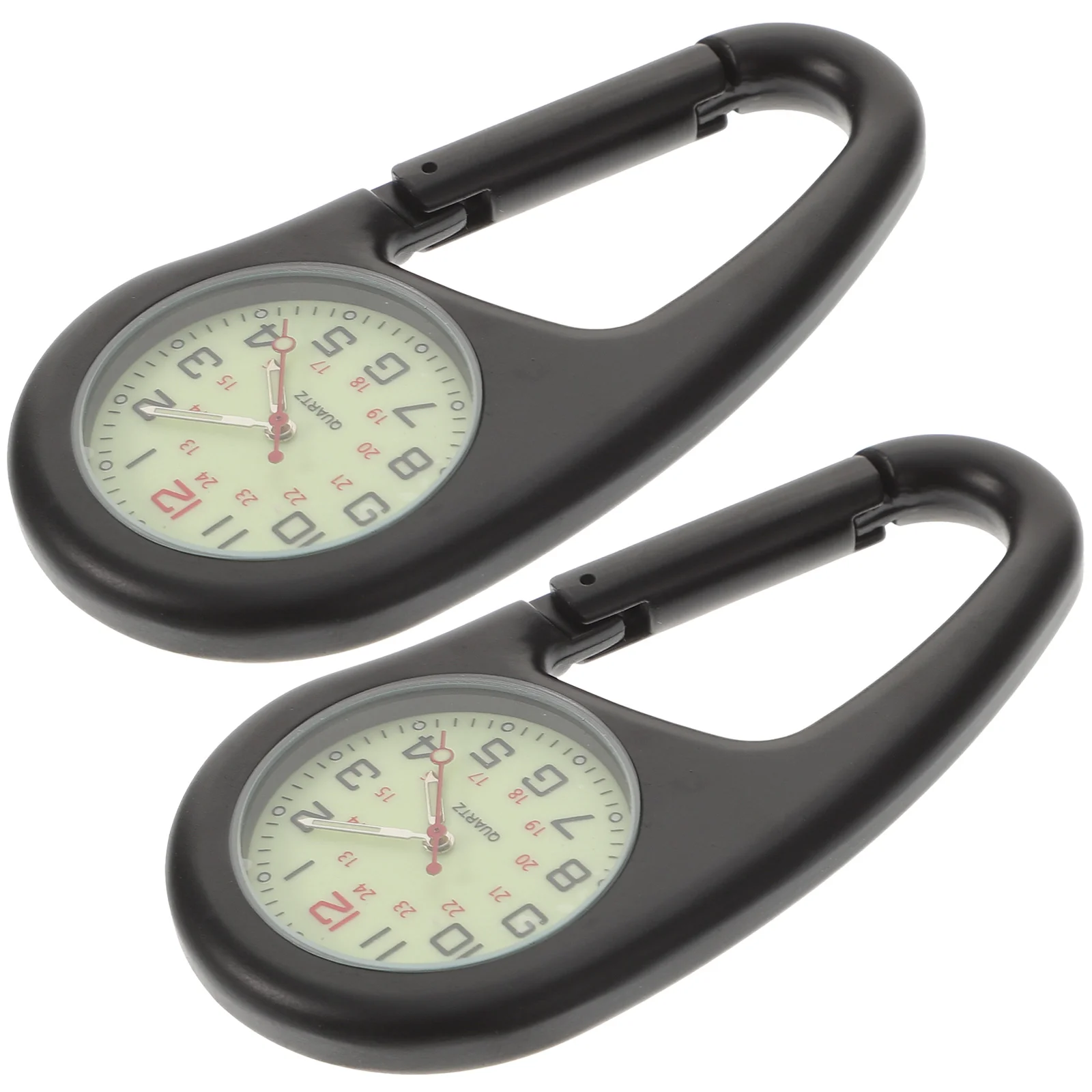 

2 Pcs Carabiner Watch Exercise Clip on Quartz outside Outdoor Fluorescent Climbing Portable