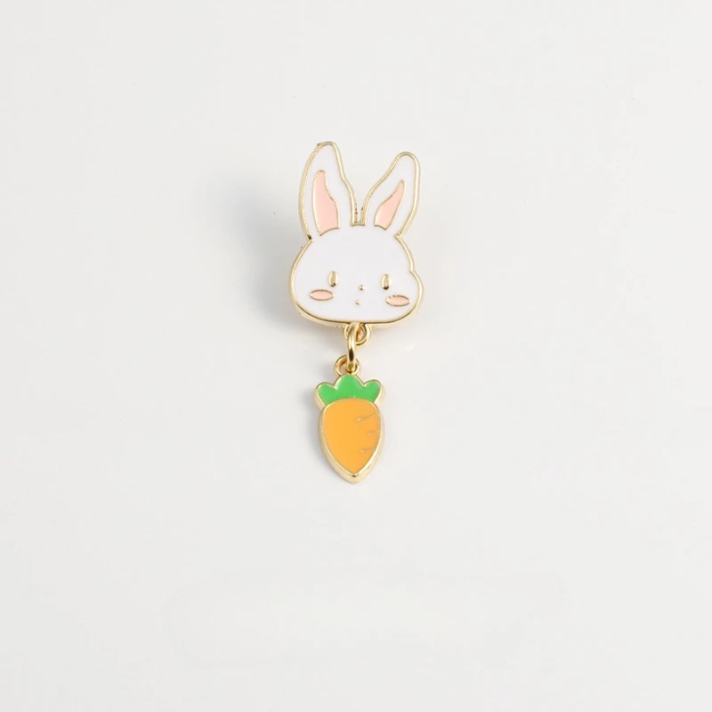 Cartoon Rabbit Carrot Design Brooch Cute Casual Business Commute Gift Metal Badge Pin DIY Clothing Bags Hat T-shirt Decoration