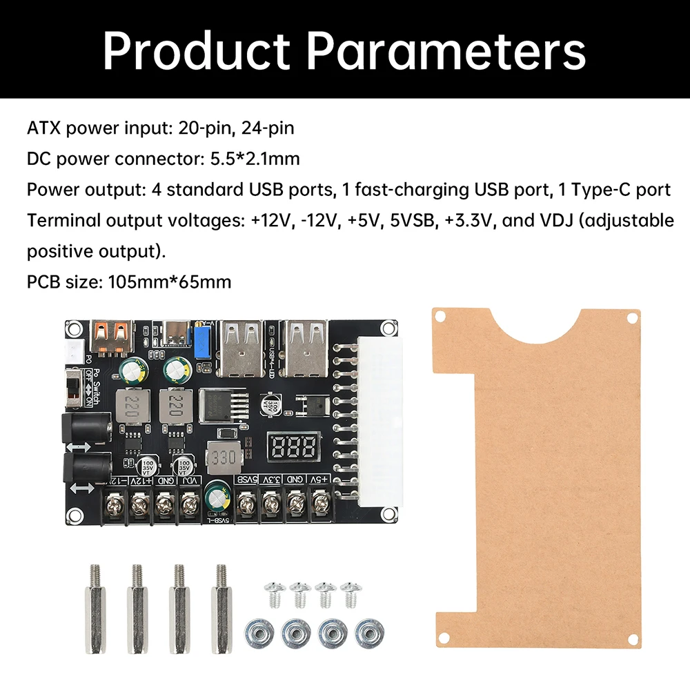 20/24Pin ATX لوح مهايئ الطاقة هيكل سطح المكتب وحدة إمداد الطاقة USB Type-C شحن سريع 3.3 فولت 5 فولت 12 فولت VDJ الجهد القابل للتعديل #6