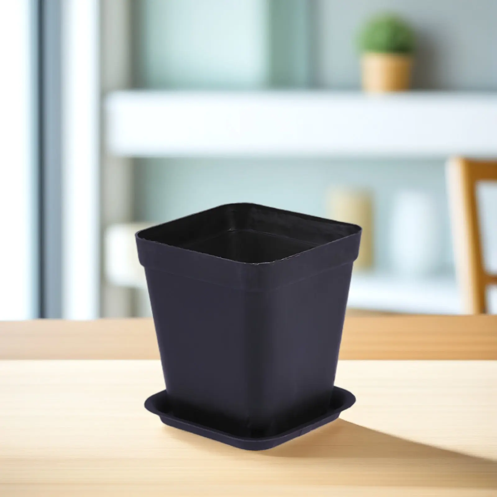 Small Square Plastic Flower Pots – Thickened Breathable Succulent Planters with High Foot Design for Office & Balcony