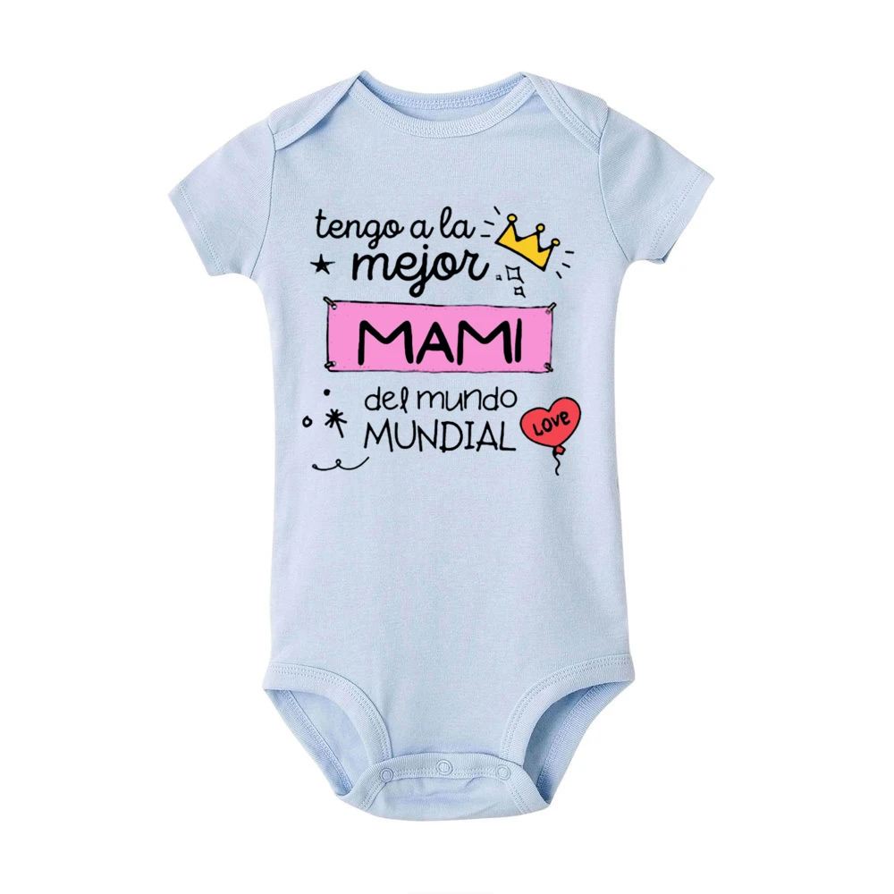 I Have A Best Mom in The World Spanish Print Boby Rompoer Infant Short Sleeve Bodysuit Boys Girls Summer Jumpsuit Gift Fo Mother