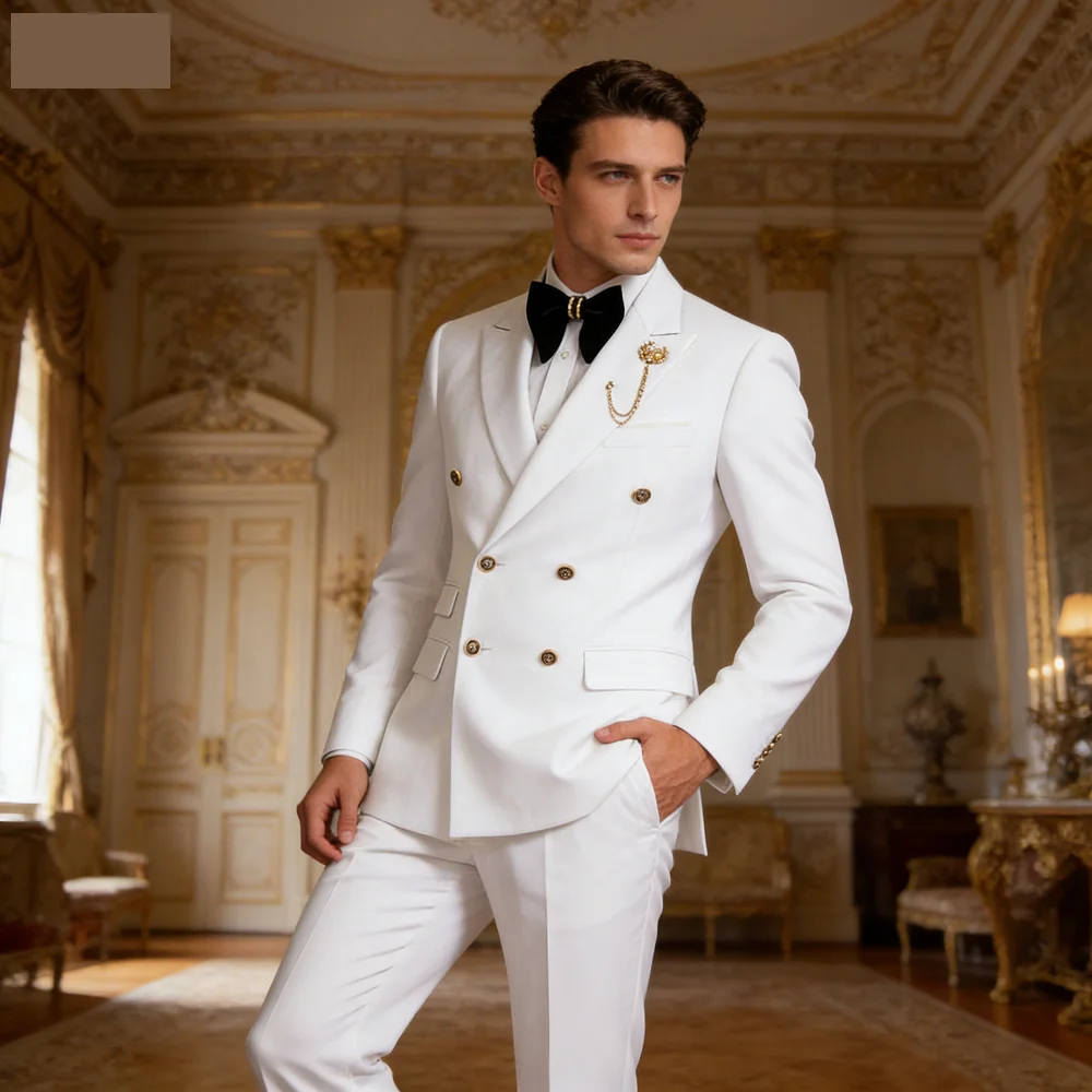 

2025 Men's Elegant Business Terno British Style Casual Host Banquet Trousers Blazer Set Male Suit for Various Occasions