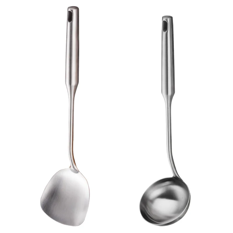 304 Stainless Steel Turner And Soup Ladle Silver Ladle Spoon Cooking Tool Set Long Handle Big Kitchen Cooking Utensil Wall Hang