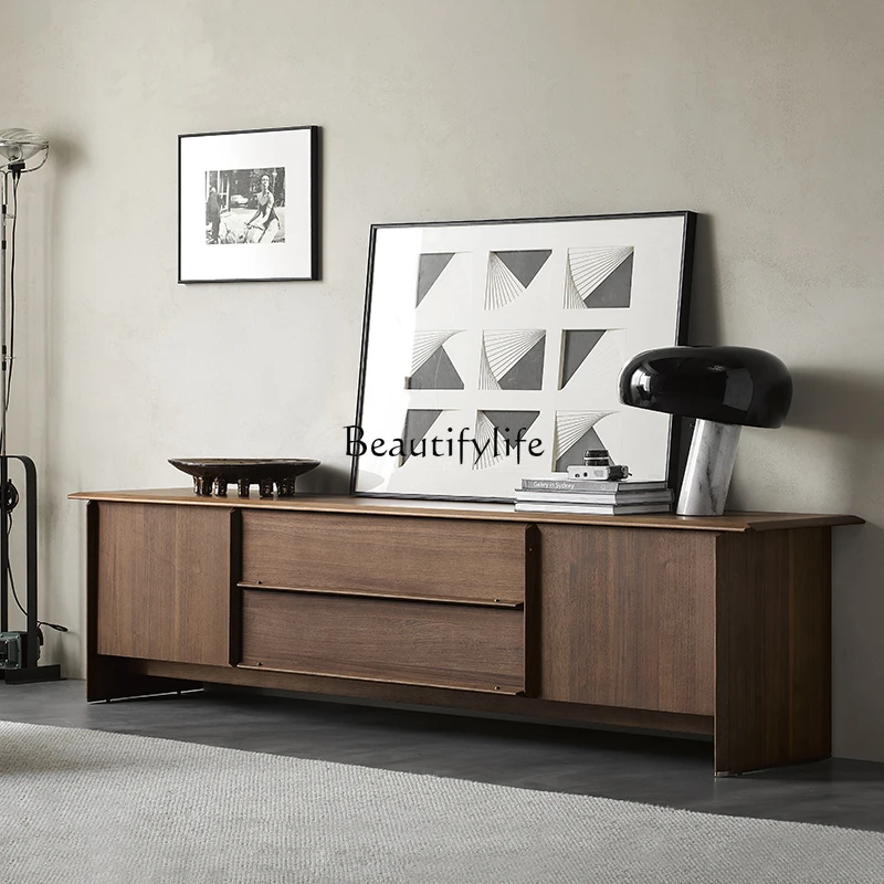 Mueble de TV nórdico wabi-sandy wind de madera maciza, mueble de TV italiano de nogal negro