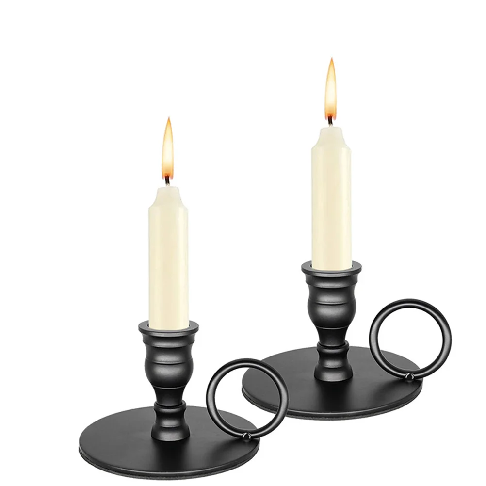 

2pcs Retro Candlestick Tray Vintage Holder for Home Decor Wedding Party Decoration Metal Table Candlesticks