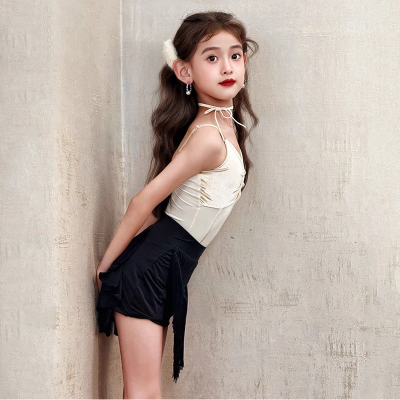 Sommer Mädchen Latin Dance Fringe Rock Praxis Kleidung Sling Body Kind Samba Salsa Leistung Kostüme Training Tragen AMY2354