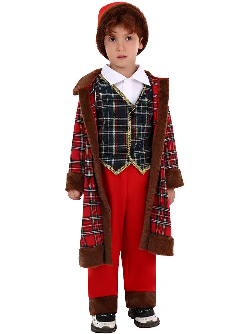 Boy Christmas Fairy  Winter Christmas Santa Claus Cosplay Red coat vest hat pants Costume Kid Girl elf