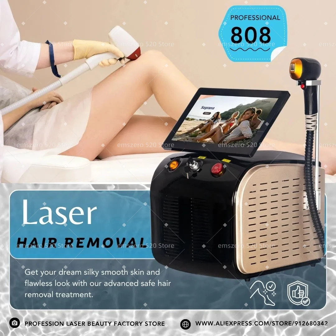 Hot Selling Painless 3 Wavelength Diode Laser Hair Removal Machine 755nm 808nm 1064nm for Armpit Hair Removal