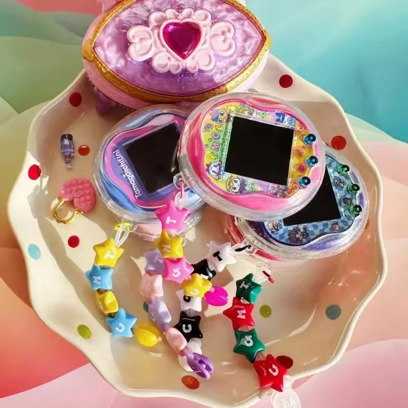

Tamagotchi Uni прозрачный мягкий чехол из ТПУ, сверкающий прозрачный противоударный корпус со шнурком и портом для зарядки, декор, подарки для девочек