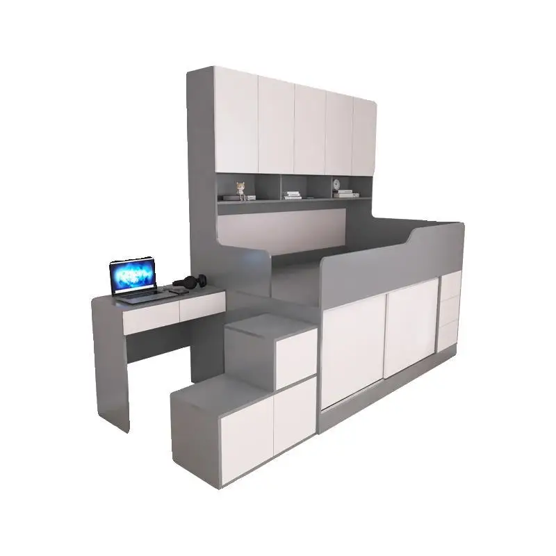

Children's half-height bed wardrobe integrated small apartment solid wood desk small bedroom storage multi-functional solid wood