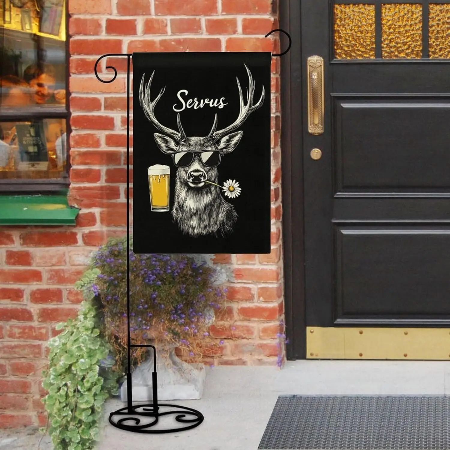 Oktoberfest Funny Deer with Beer Mug Garden Flag Double Sided 12 X 18 Inch Yard Flag, Small Flags for Outside Decorations LL PPM