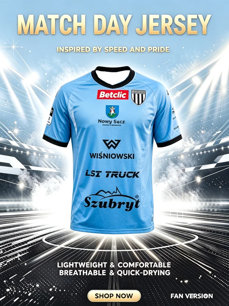 2026-27 Poland Sandecja Nowy Sącz Football Jersey Men Women Soccer Breathable T-shirt Unisex Sport Training Top Family Kids Tees