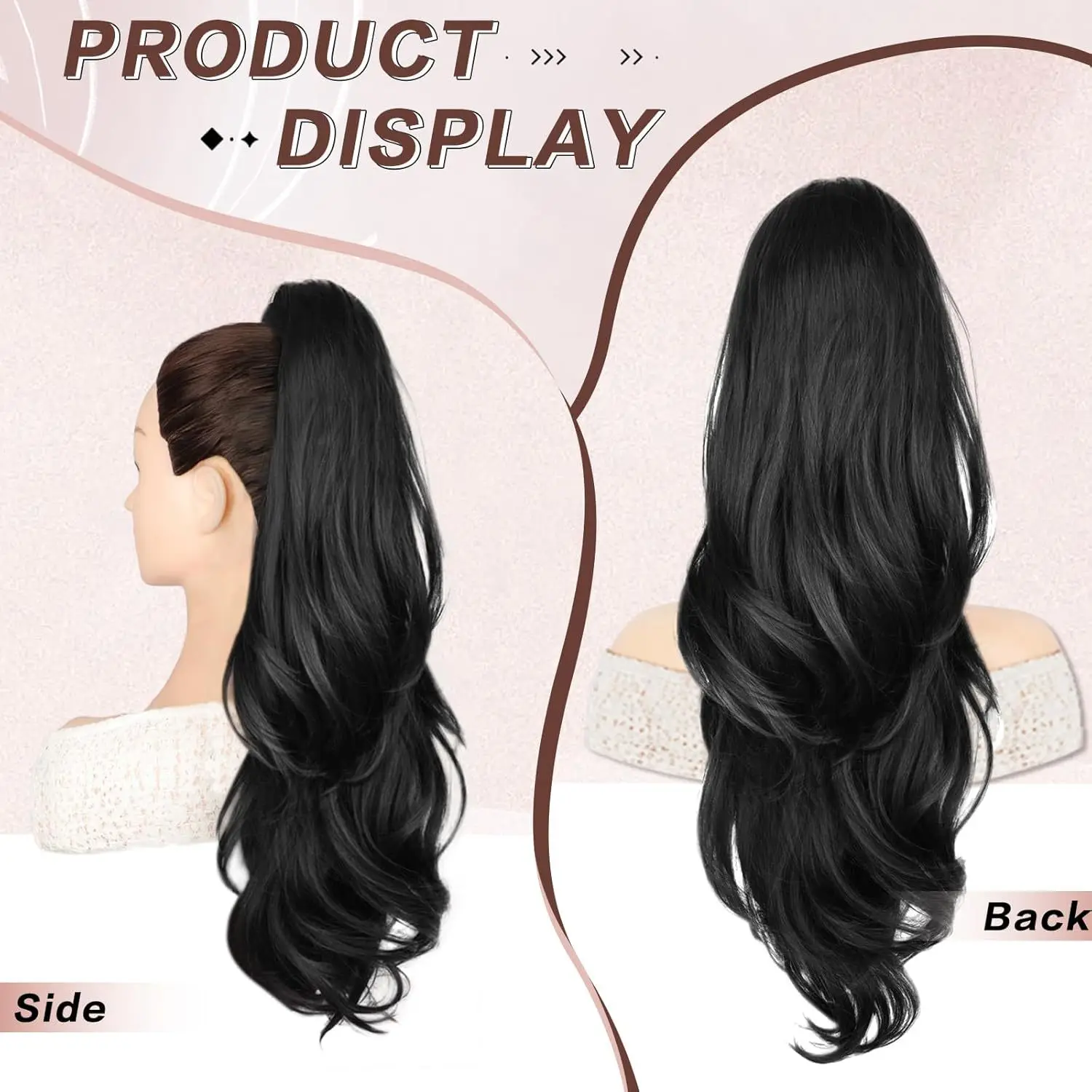 26 Inch Synthetic Drawstring Ponytail Wig Multi Layered Long Wavy Extension for Cosplay Daily Party