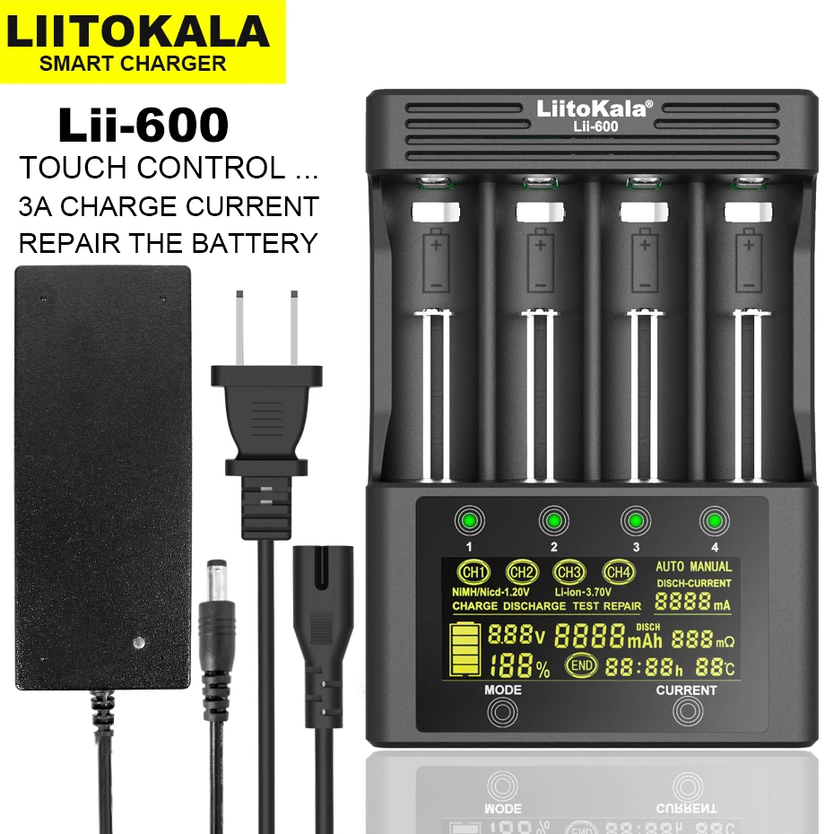 New Liitokala Lii-600 Lii-500 M4S 18650 Lithium Battery Charger 3.7V 21700 26650 18350 18500 16340 17500 25500 10440 1.2V AA AAA