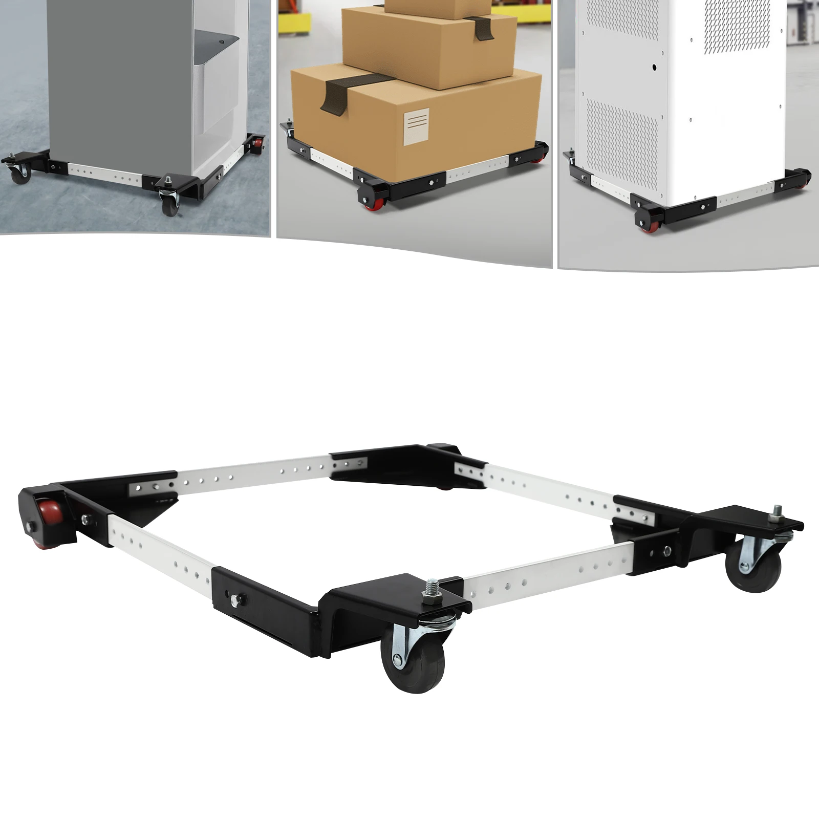 

600LBS Adjustable Mobile Equipment Base Heavy Duty Steel Movable Stand Universal Caster Dolly Mobile Base for Home Appliance