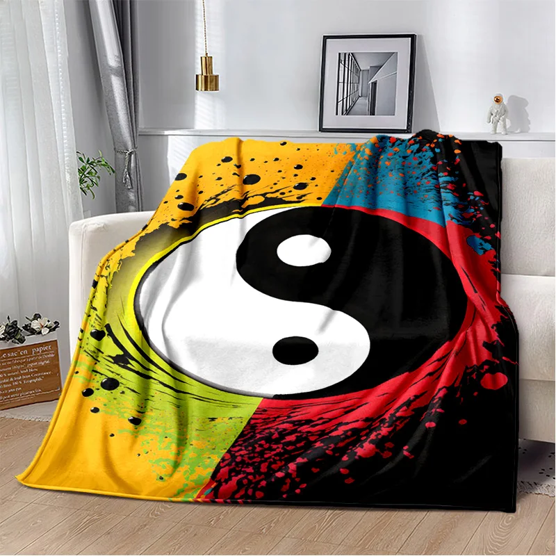 3D Naturalize Yin and Yang Chinese Tai Chi Blanket,Soft Throw Blanket for Home Bedroom Bed Sofa Travel Office Cover Blanket Kids