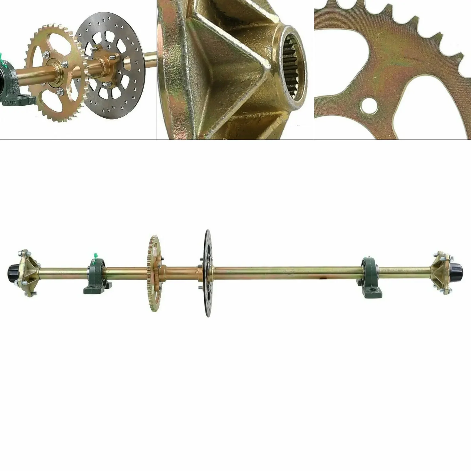 

44-Inch Rear Live Axle Kit for ATV & Go-Kart - Complete Wheel Hub Assembly with Bearings