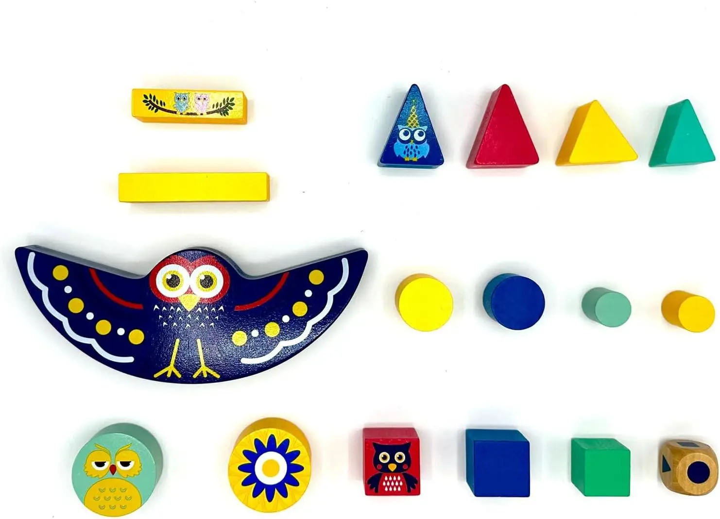 لعبة التراص والتوازن على حيوانات مونتيسوري، كتل بومة خشبية ملونة ولطيفة، تعلم مستوحى من مونتيسوري، تعلم تعليمي