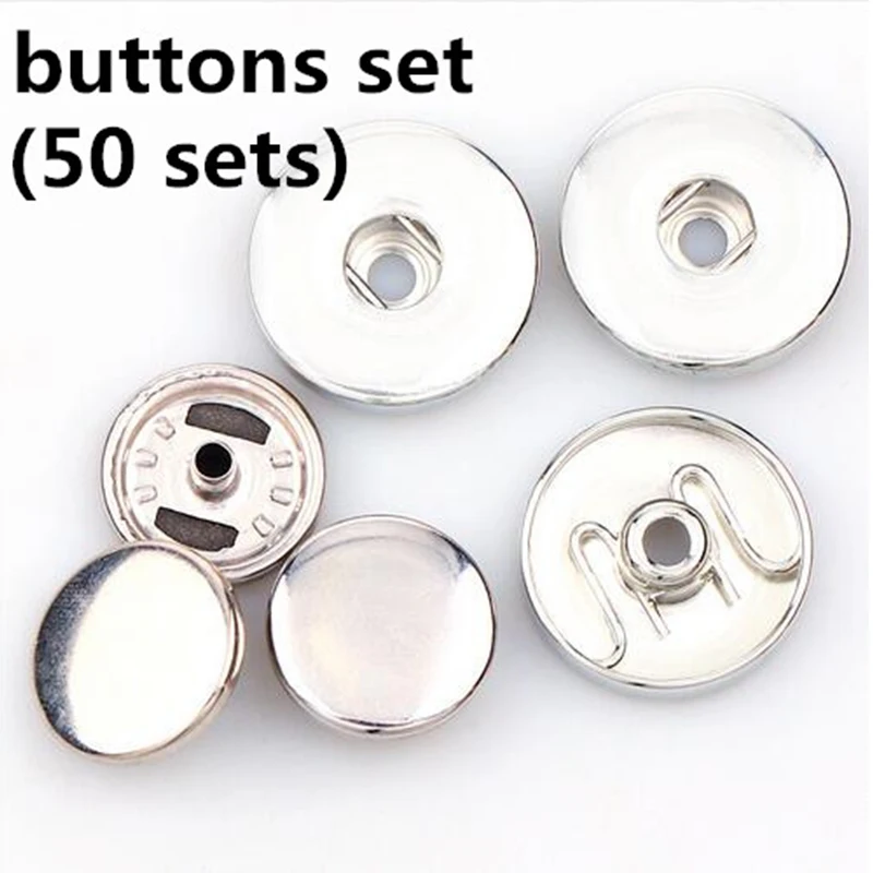 50 pces snap botões parte dianteira 18mm/12mm para botões snap diy snap joias