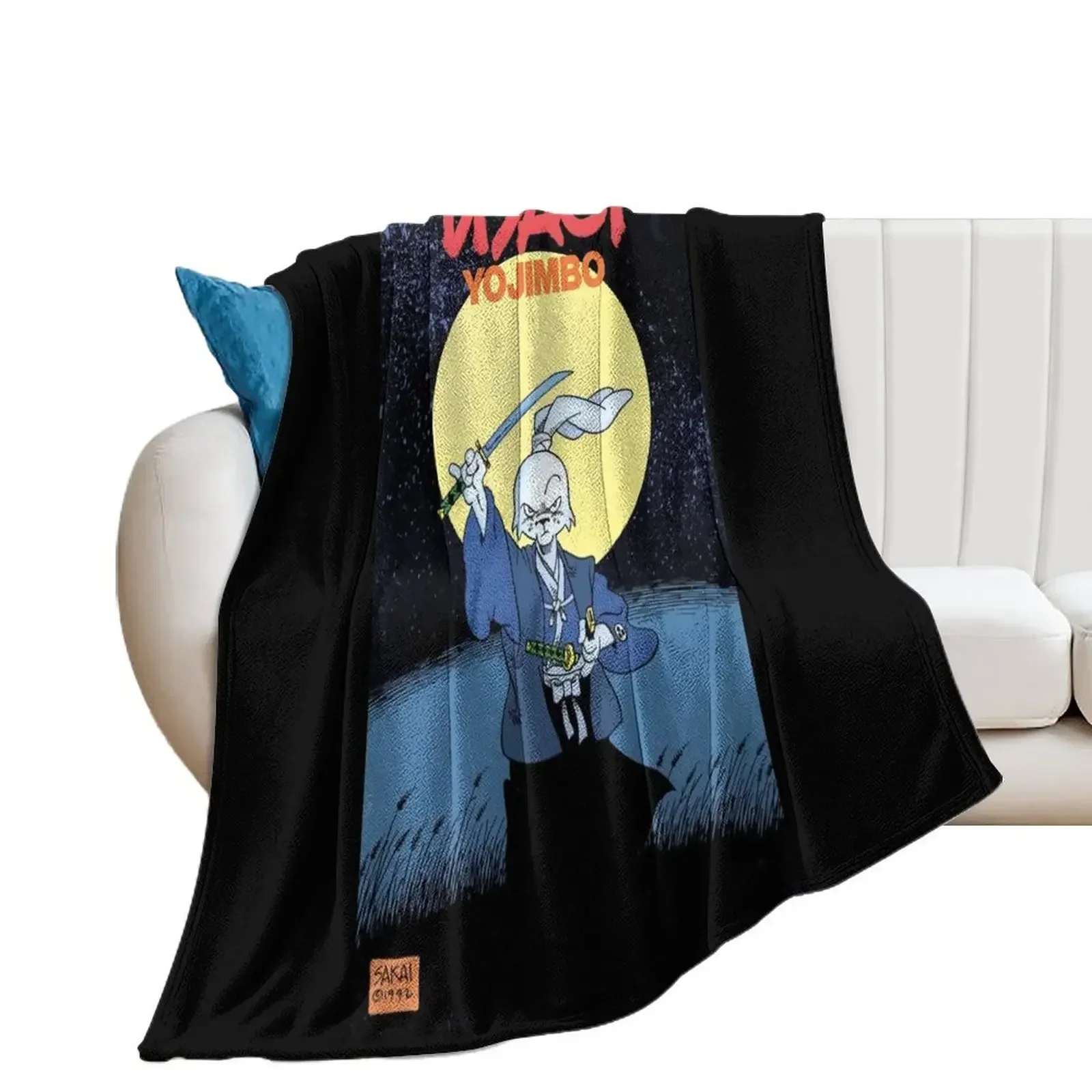 usagi yojimbo,usagi,rabbit,samurai,cover, moon,katana,sword,kimono,ronin,miyamoto usagi,stan sakai,japan,edo era,e Throw Blanket