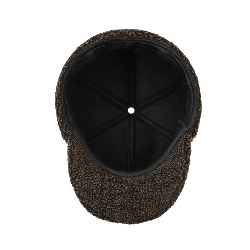 NORTHWOOD Herren-Winter-Baseballmütze, Trucker-Mütze mit Ohren- und Halsklappen, Kunstleder, für den Außenbereich, mit Fleece gefüttert, winddicht, Bombermütze, 58 cm