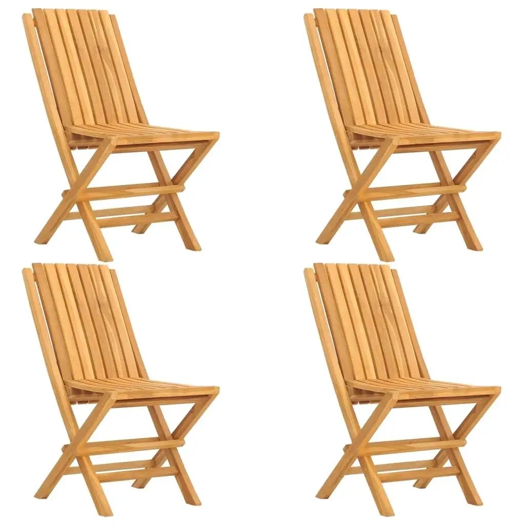 4-teiliges klappbares Terrassenstuhl-Set – massives Teakholz, 18,5 x 18,5 x 35 Sitzgelegenheiten für den Außenbereich