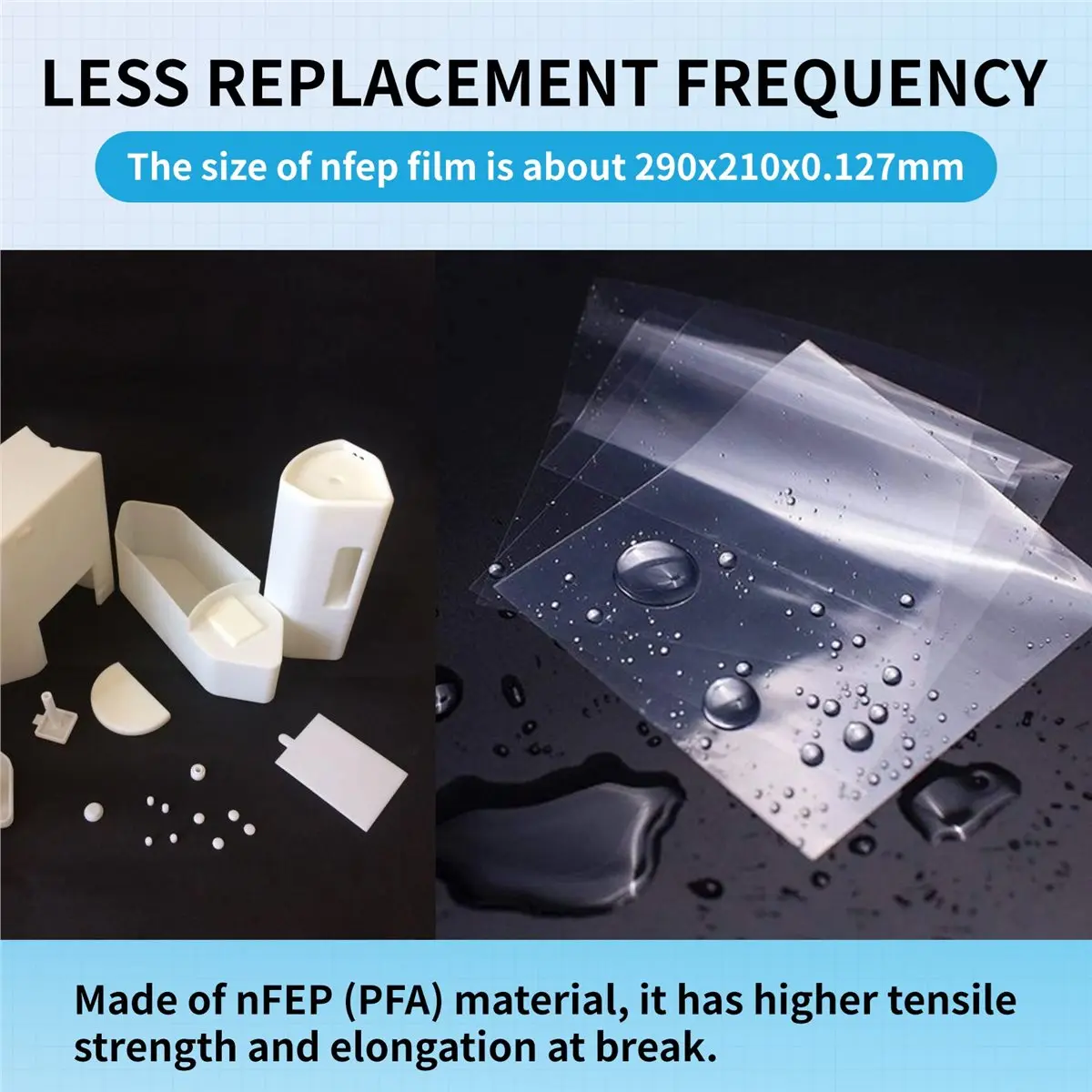 

BOFF 5PCS FEP 2.0 NFEP Film for 3D Printer,Release Film for Saturn 2,Saturn 3 Ultra,Saturn 4, Aturn 4 Ultra,290x210x0.127mm