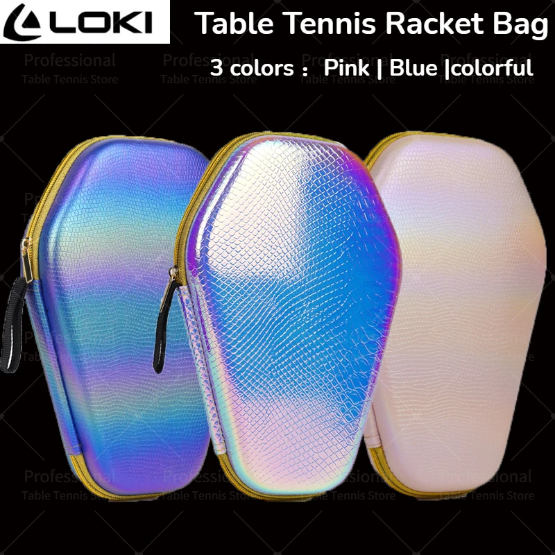 Loki Table Tennis Racket Case Leatherwear Ping Pong Box High Quality Glossy Table Tennis Rackets Bag with Zipper Storage Racket