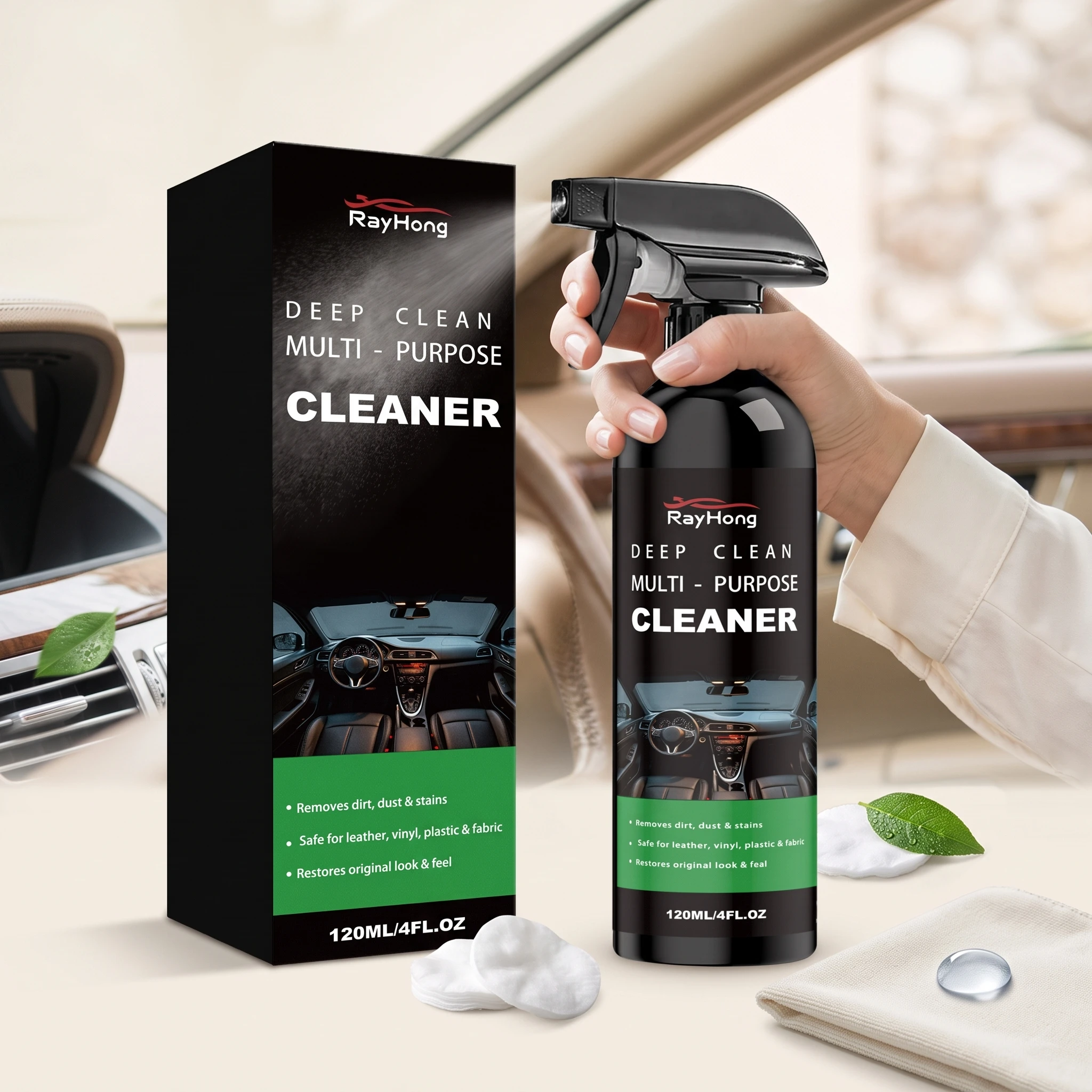 Car Interior Cleaner Leather Seat Decontamination Remover Fades Grease Mark Restore Shine Prevent Fading Multi Purpose Degreaser