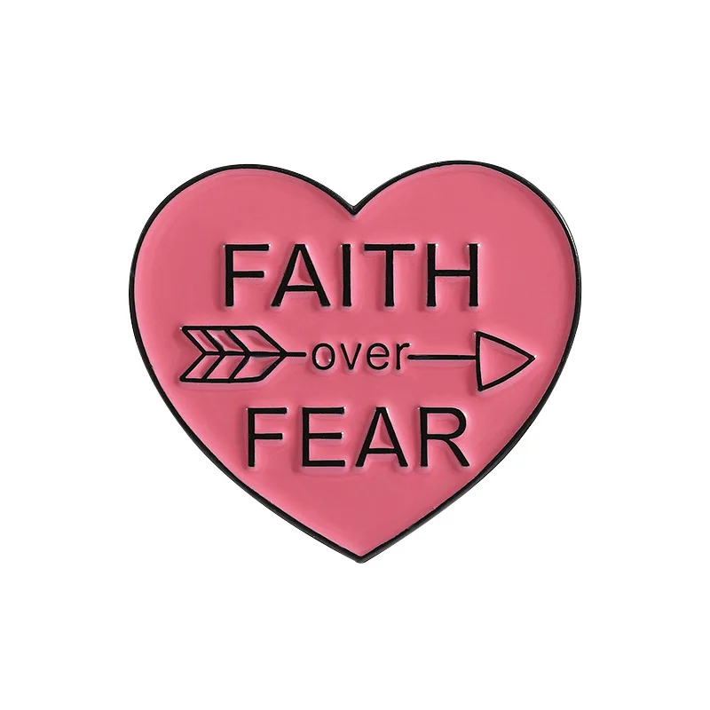 Pin Cartoon Quote Brooch Overcomes Fear Pink Heart Brooch Good Friend Badge Personality Versatile Bag Brooch Pins for Backpacks