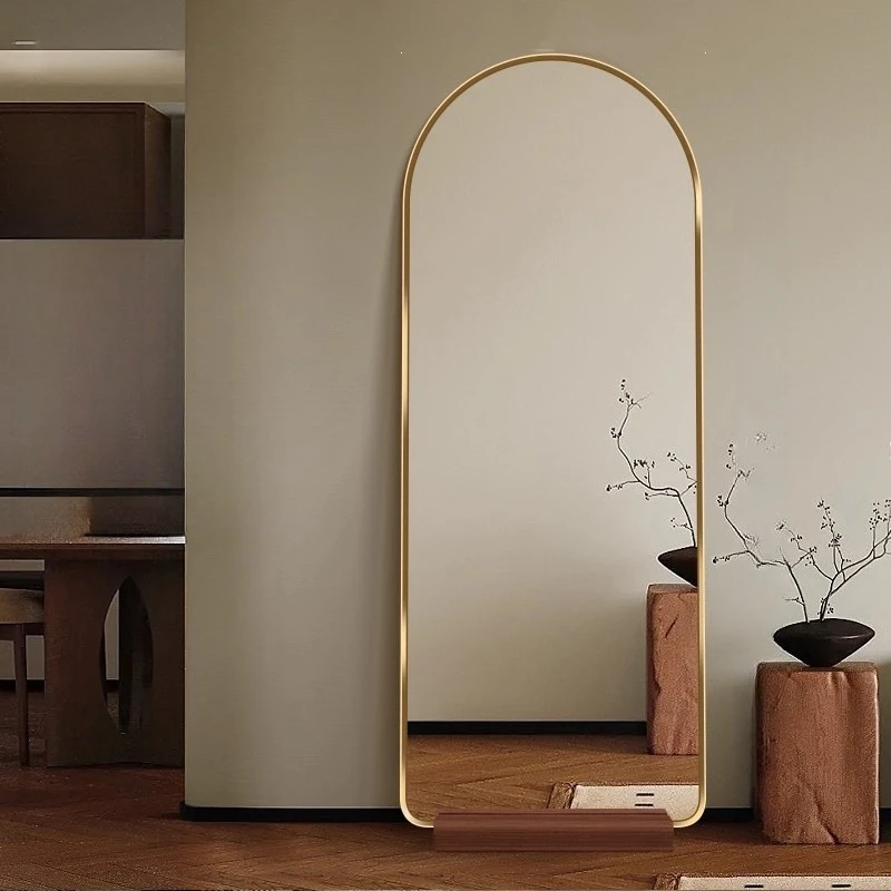 

Wooden Oval Mirror Big Bathroom Makeup Long Bedroom Full Body Decoration Mirror Standing Vanity Espelhos Living Room Decorations