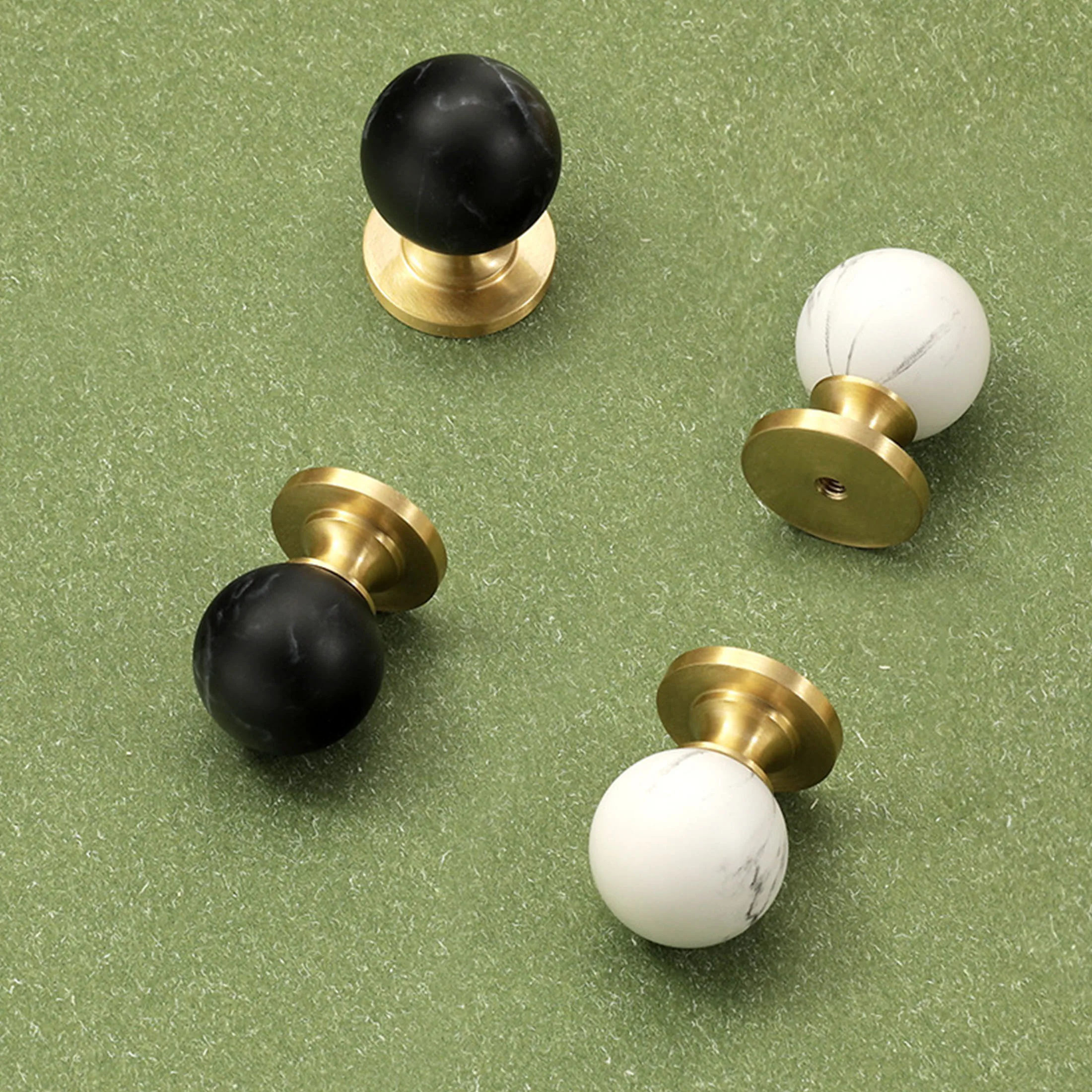Brass Kitchen Cabinet Handles White Black Ball Drawer Knobs Modern Simple Wardrobe Cupboard Pulls Marble Furniture Handles