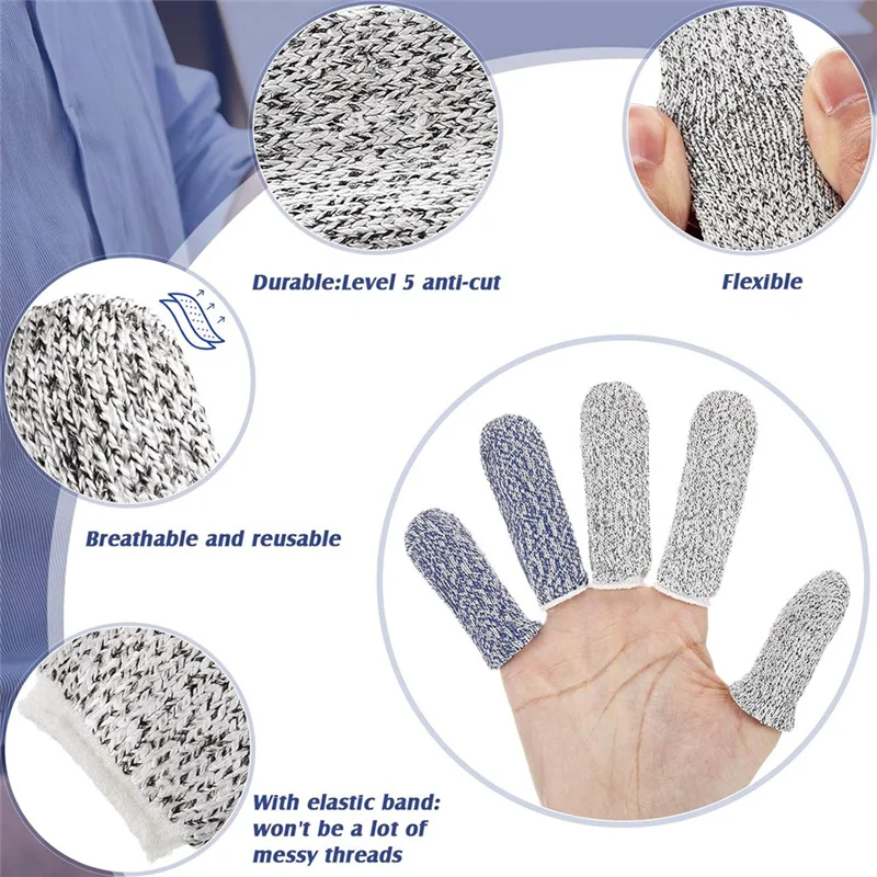 B03B-40 Pcs Finger Cots Cut Resistant Protector Anti Cut Fingertips Finger Sleeve Reusable Finger Covers Thumb Finger