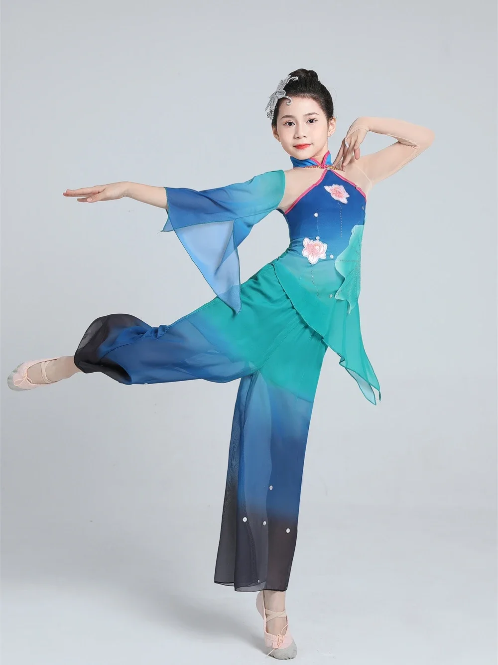 Small Lotus Style Classical Dance Costumes Girls Performancewear Chinese Dance Practice Clothes Art Exam